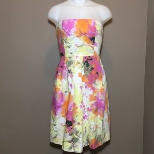 J Crew Strapless Abstract Multicolored Dress